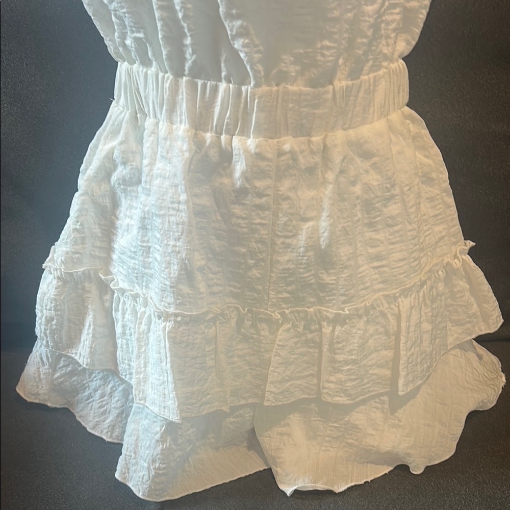 White Ruffled Romper - Picture 2 of 3
